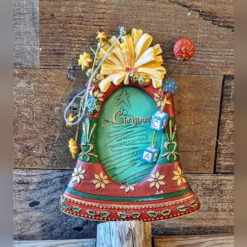 Two's Company Handcrafted Painted Vintage Christmas Bell Frame/Ornament